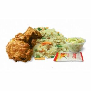 Broasted Chicken Rice with Coleslaw